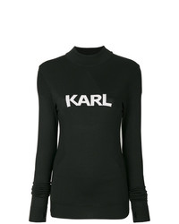Pull à col rond imprimé noir et blanc Karl Lagerfeld
