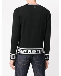 Pull à col rond imprimé noir et blanc Philipp Plein