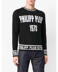 Pull à col rond imprimé noir et blanc Philipp Plein