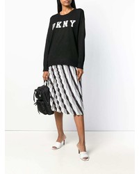 Pull à col rond imprimé noir et blanc DKNY