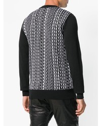 Pull à col rond imprimé noir et blanc Balmain