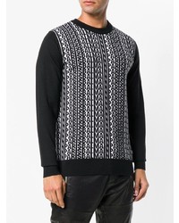 Pull à col rond imprimé noir et blanc Balmain