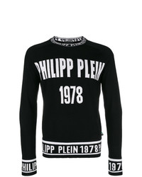 Pull à col rond imprimé noir et blanc Philipp Plein