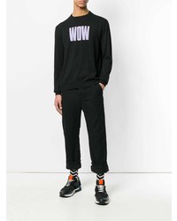 Pull à col rond imprimé noir et blanc MSGM