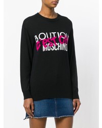 Pull à col rond imprimé noir Boutique Moschino