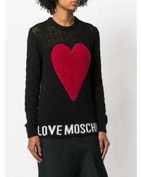 Pull à col rond imprimé noir Love Moschino