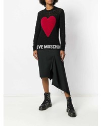 Pull à col rond imprimé noir Love Moschino