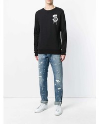 Pull à col rond imprimé noir Philipp Plein