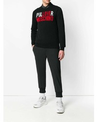 Pull à col rond imprimé noir Love Moschino