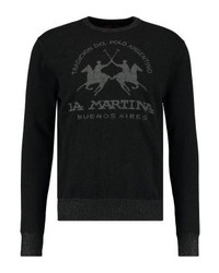 Pull à col rond imprimé noir La Martina