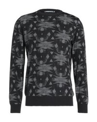 Pull à col rond imprimé noir LAGERFELD