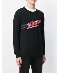 Pull à col rond imprimé noir MAISON KITSUNÉ