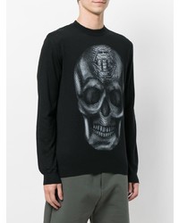 Pull à col rond imprimé noir Philipp Plein