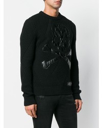 Pull à col rond imprimé noir Philipp Plein