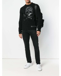 Pull à col rond imprimé noir Philipp Plein