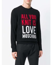 Pull à col rond imprimé noir Love Moschino