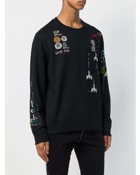 Pull à col rond imprimé noir Valentino