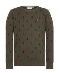Pull à col rond imprimé olive Naketano