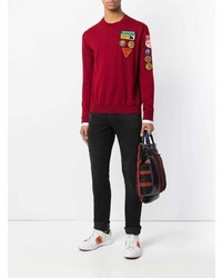 Pull à col rond imprimé rouge DSQUARED2