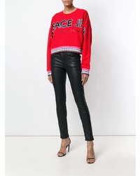 Pull à col rond imprimé rouge Versace Jeans