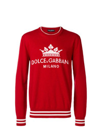 Pull à col rond imprimé rouge Dolce & Gabbana