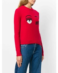 Pull à col rond imprimé rouge Chiara Ferragni