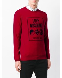 Pull à col rond imprimé rouge Love Moschino