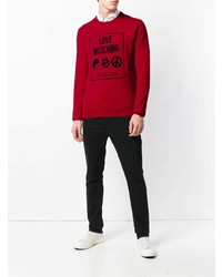 Pull à col rond imprimé rouge Love Moschino