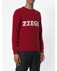 Pull à col rond imprimé rouge Z Zegna