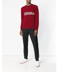 Pull à col rond imprimé rouge Z Zegna