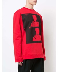 Pull à col rond imprimé rouge Raf Simons