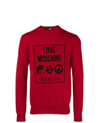 Pull à col rond imprimé rouge Love Moschino