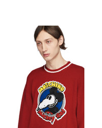 Pull à col rond imprimé rouge Moschino
