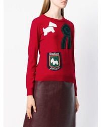 Pull à col rond imprimé rouge Boutique Moschino