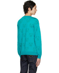 Pull à col rond imprimé turquoise Moschino