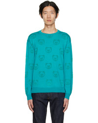 Pull à col rond imprimé turquoise Moschino