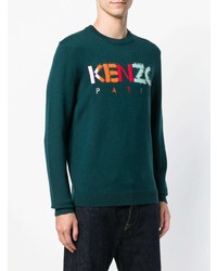 Pull à col rond imprimé vert foncé Kenzo