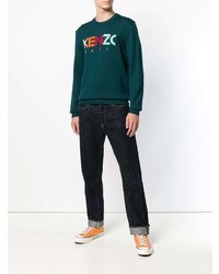 Pull à col rond imprimé vert foncé Kenzo