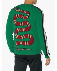 Pull à col rond imprimé vert Gucci