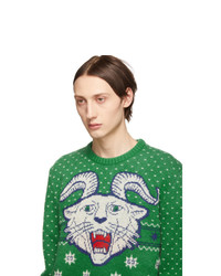 Pull à col rond imprimé vert Gucci