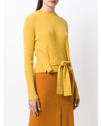 Pull à col rond jaune Cashmere In Love