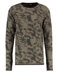 Pull à col rond marron clair Solid