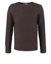 Pull à col rond marron foncé Solid