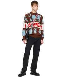Pull à col rond marron Charles Jeffrey Loverboy