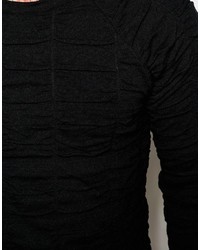 Pull à col rond matelassé noir Asos