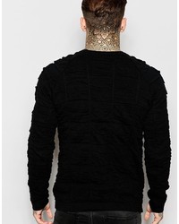 Pull à col rond matelassé noir Asos