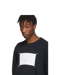 Pull à col rond noir et blanc Maison Margiela