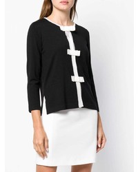 Pull à col rond noir et blanc Blumarine