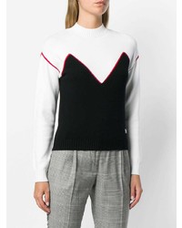 Pull à col rond noir et blanc MSGM