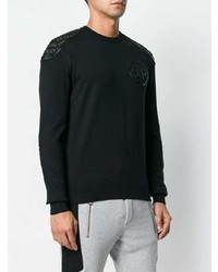 Pull à col rond noir Philipp Plein